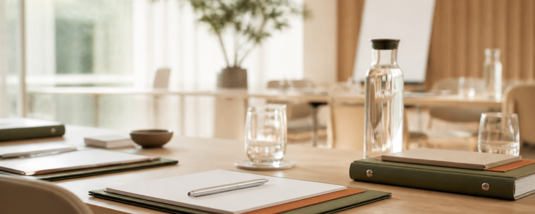Seminarplanung mit Unterlagen und Kalender